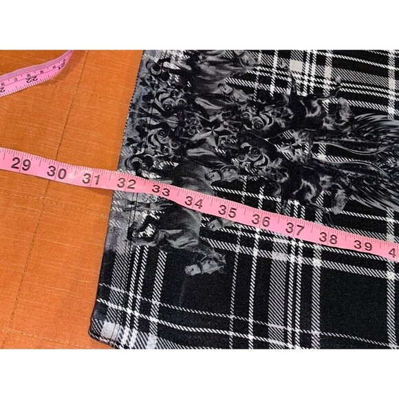 Philipp Plein Black & White Plaid Cap Sleeve Bodycon Graphic Women's Dress Size - Picture 9 of 11